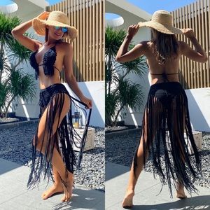 Fringe Hem Halter Cover Up